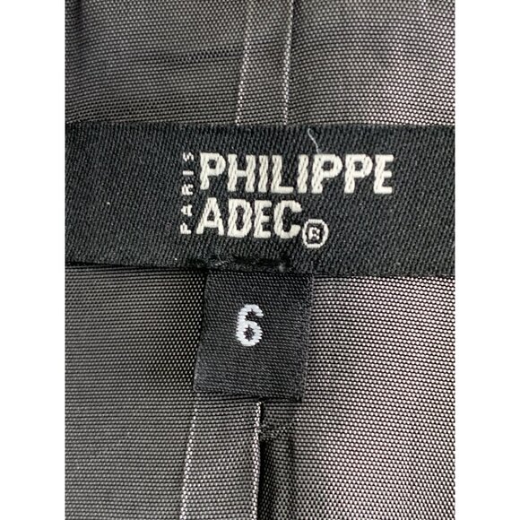 PHILIPPE ADEC Silver Gray Career Suit 2 Pc Coat Flare Pants Size 6 EUC 7191 - Picture 4 of 12